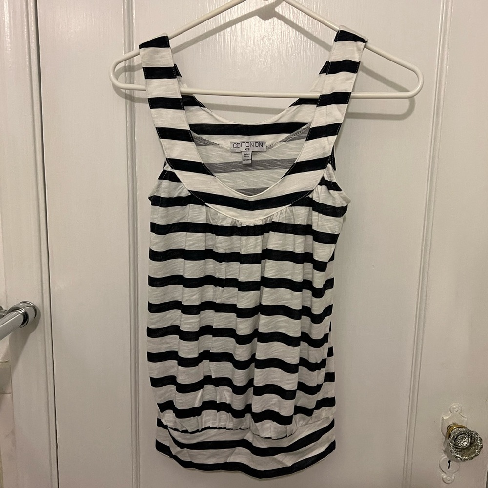 Cotton on navy blue and white tank top